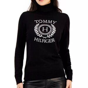 NWT Tommy Hilfiger Women's Crest Stella Turtleneck Sweater Black Size: M NEW